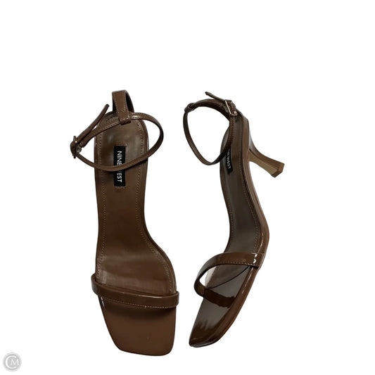 Sandals Heels Kitten By Nine West In Brown, Size: 9.5