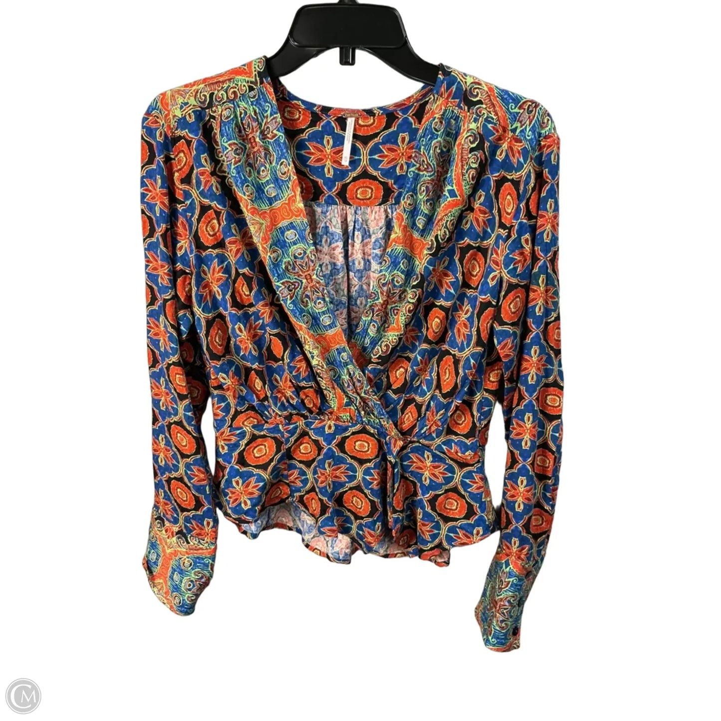 Top Long Sleeve By Free People In Blue & Orange, Size: Xs