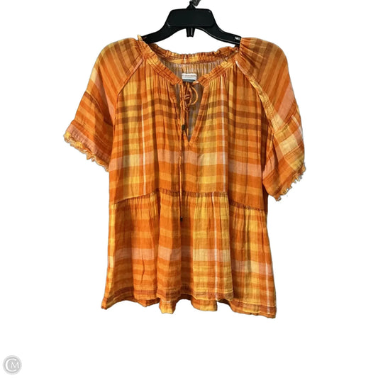 Top Short Sleeve By Anthropologie In Orange, Size: Xs