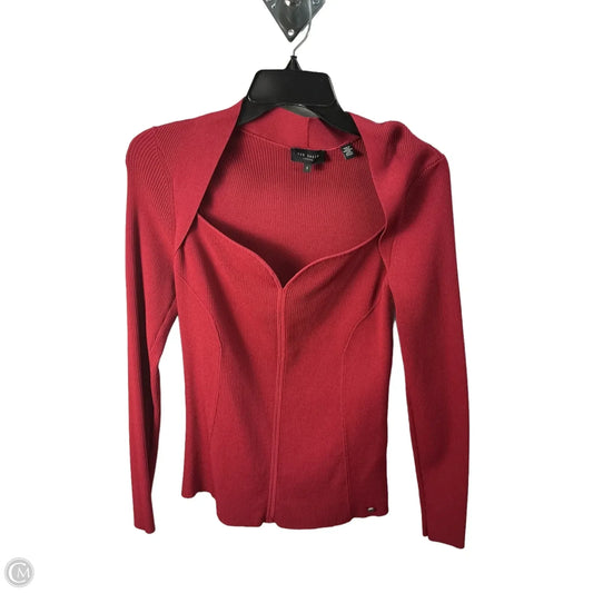 Top Long Sleeve Designer By Ted Baker In Red, Size: L