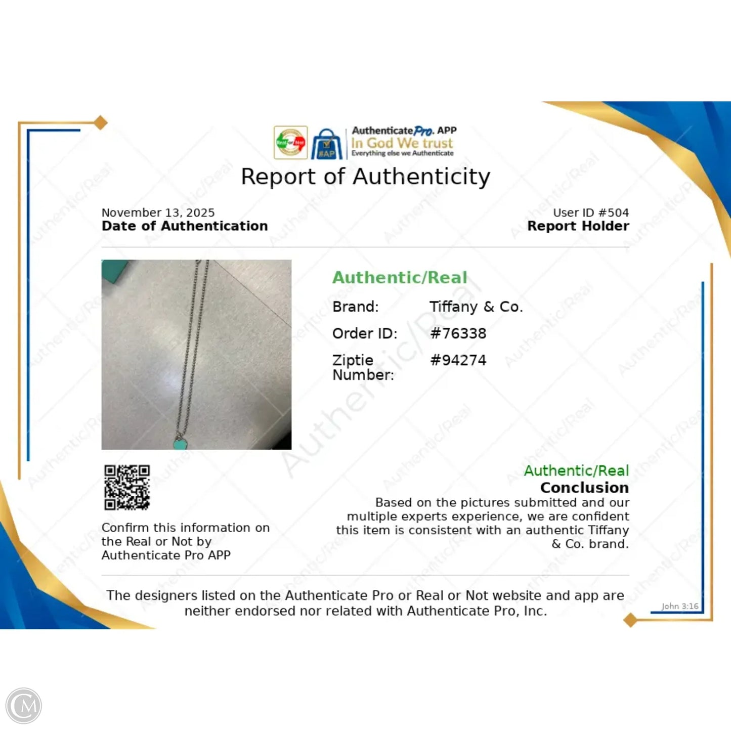 Necklace Luxury Designer By Tiffany And Company