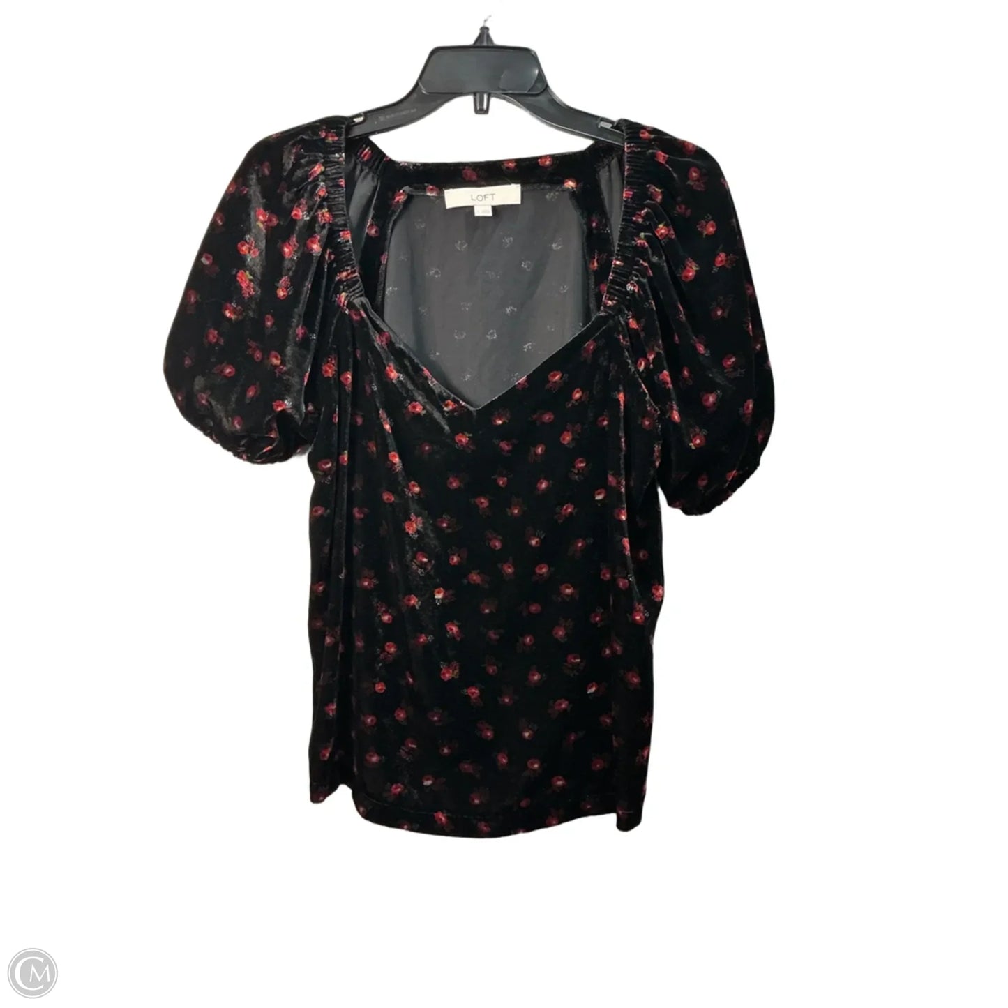 Top Short Sleeve By Loft In Black, Size: S