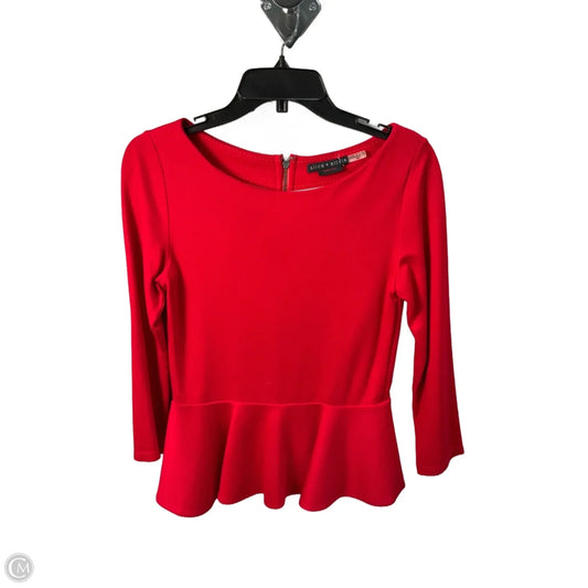 Top Long Sleeve Designer By Alice + Olivia In Red, Size: S