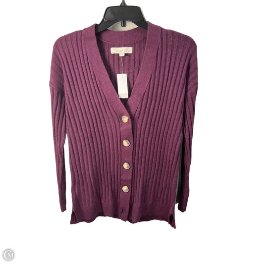 Sweater Cardigan By Loft In Purple, Size: S