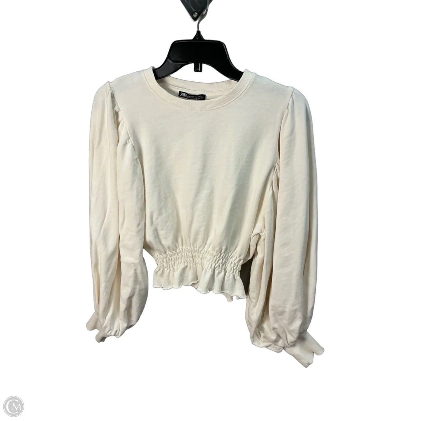 Top Long Sleeve By Zara In Cream, Size: S