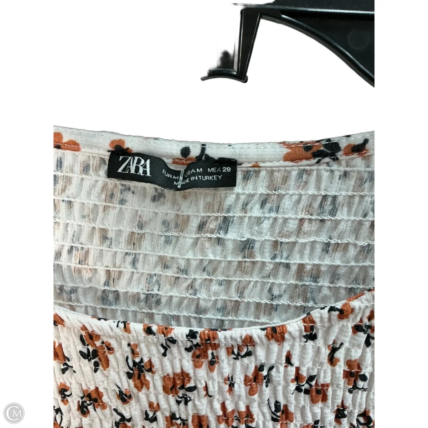 Top Short Sleeve By Zara In Orange & White, Size: M