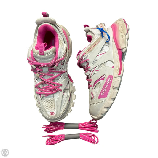 Shoes Luxury Designer By Balenciaga In Pink & White, Size: 9