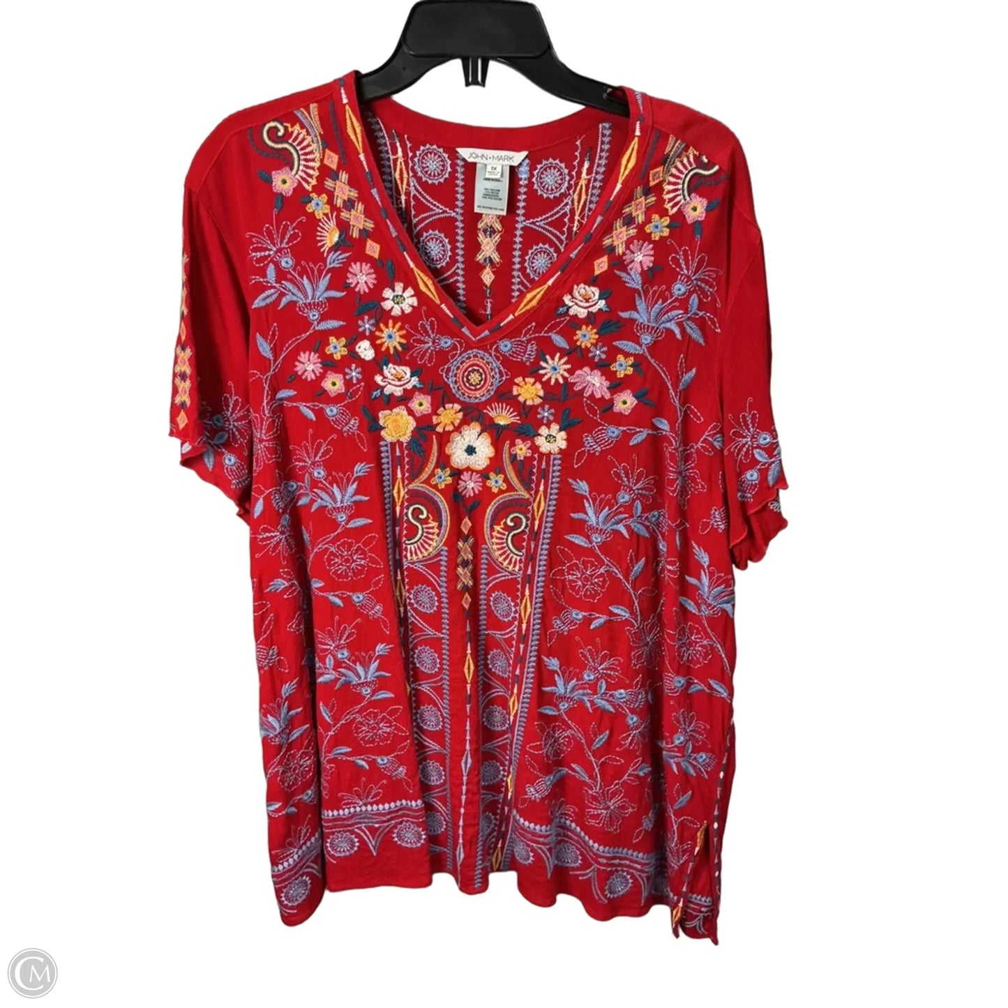 Top Short Sleeve By John Mark In Red, Size: 18
