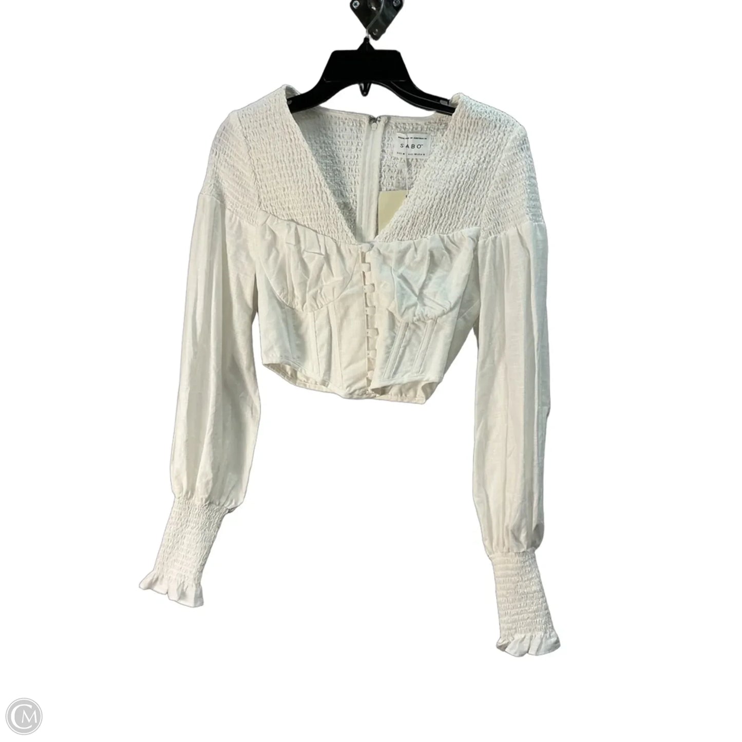 Top Long Sleeve By Cmb In White, Size: M