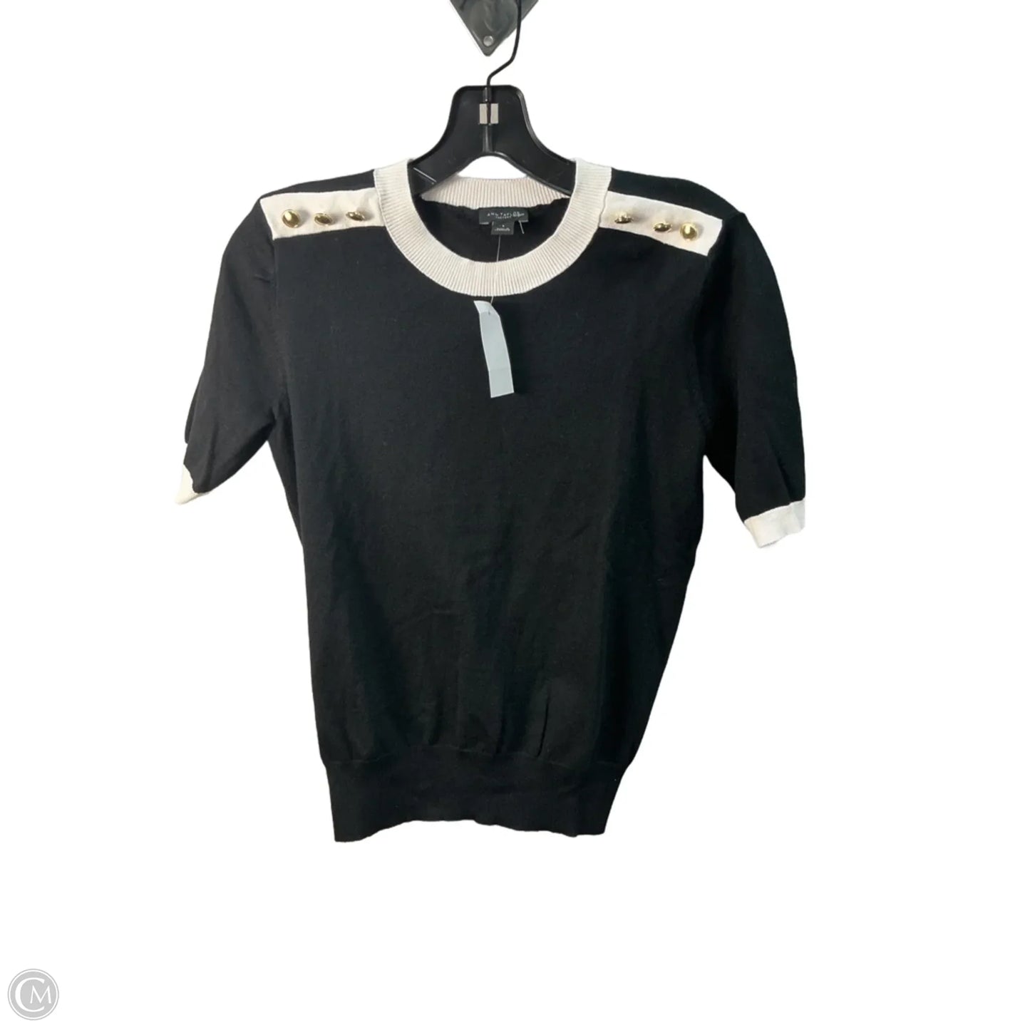 Sweater Short Sleeve By Ann Taylor In Black & White, Size: S