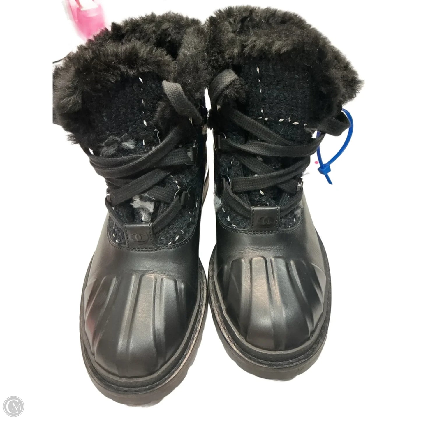 Boots Luxury Designer By Chanel In Black, Size: 6.5