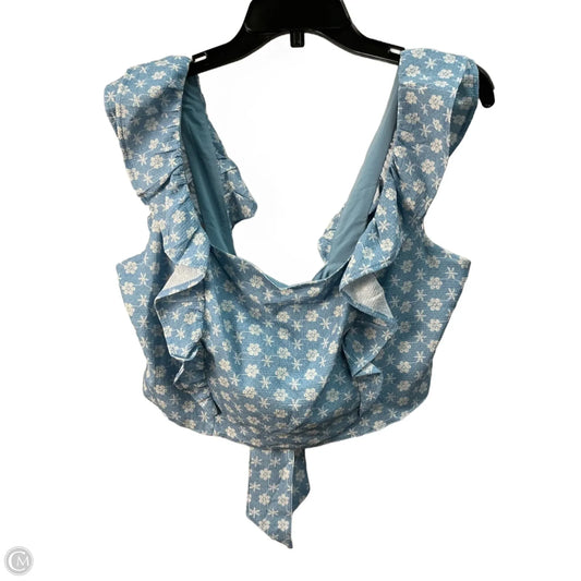 Top Sleeveless By Bcbgeneration In Blue & Cream, Size: Xl