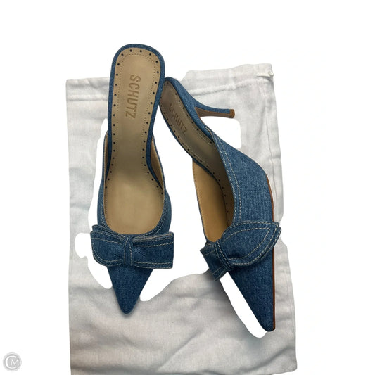 Shoes Heels Stiletto By Schutz In Blue Denim, Size: 8.5