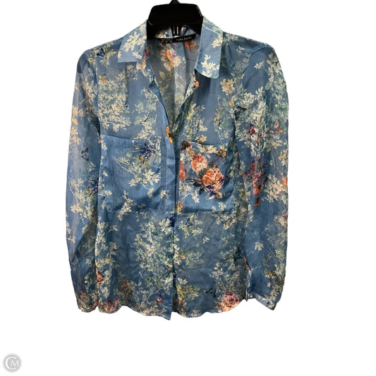 Top Long Sleeve By Zara In Blue, Size: M
