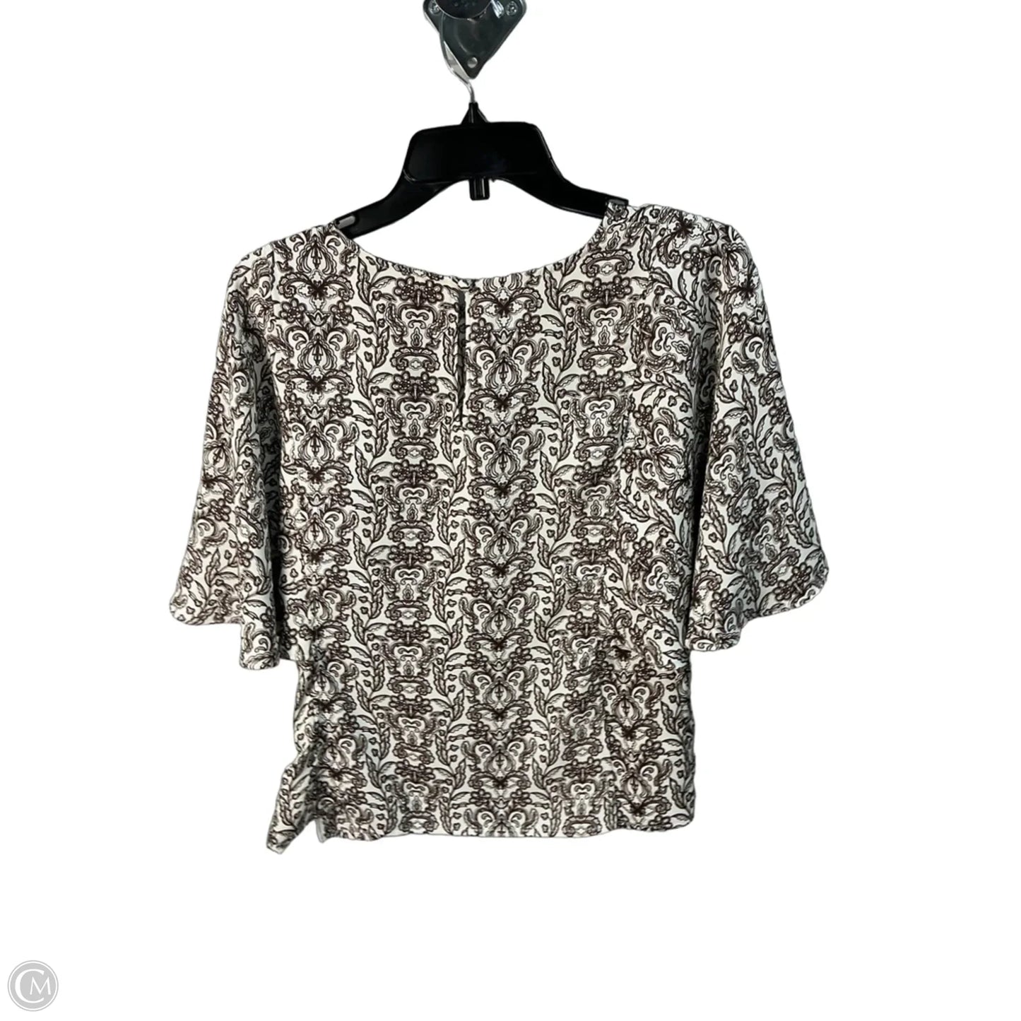 Top Short Sleeve By Loft In Brown & Cream, Size: S