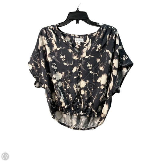 Top Short Sleeve By Evereve In Grey & White, Size: S