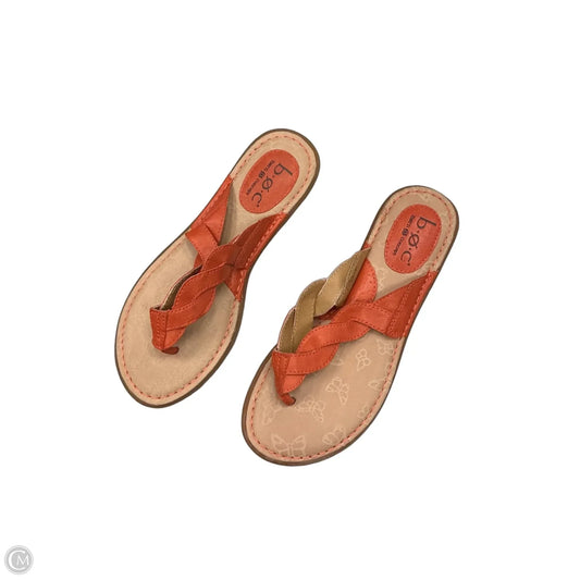 Sandals Flip Flops By Born In Orange & Tan, Size: 7