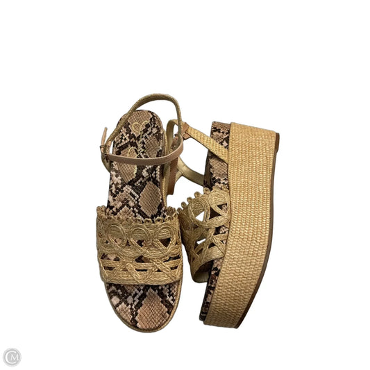 Sandals Heels Platform By Jessica Simpson In Brown & Tan, Size: 10