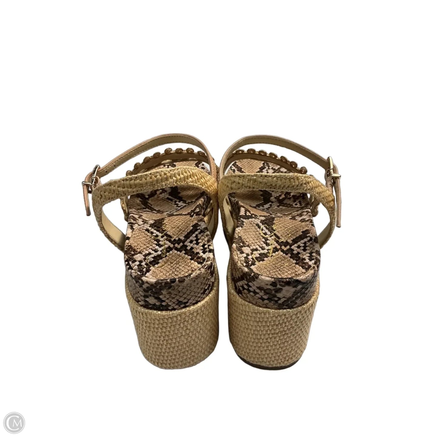 Sandals Heels Platform By Jessica Simpson In Brown & Tan, Size: 10