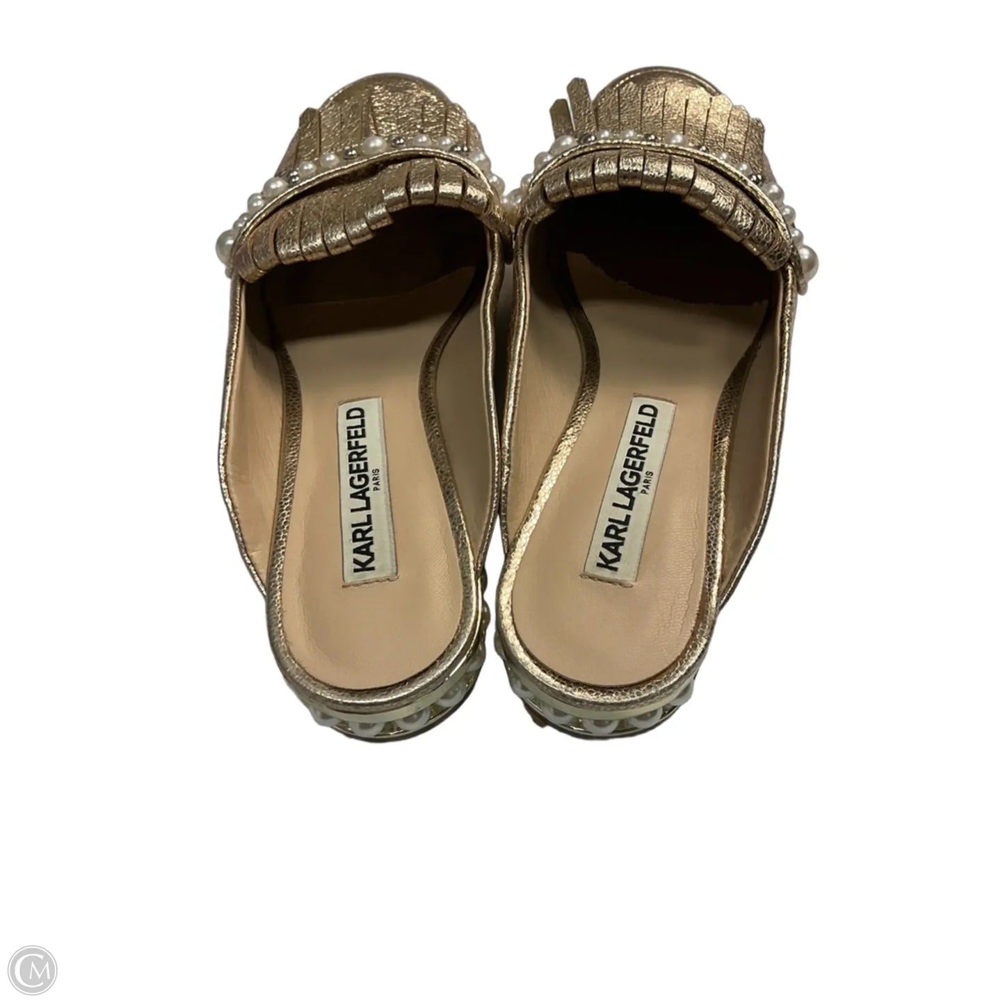 Shoes Designer By Karl Lagerfeld In Gold, Size: 6