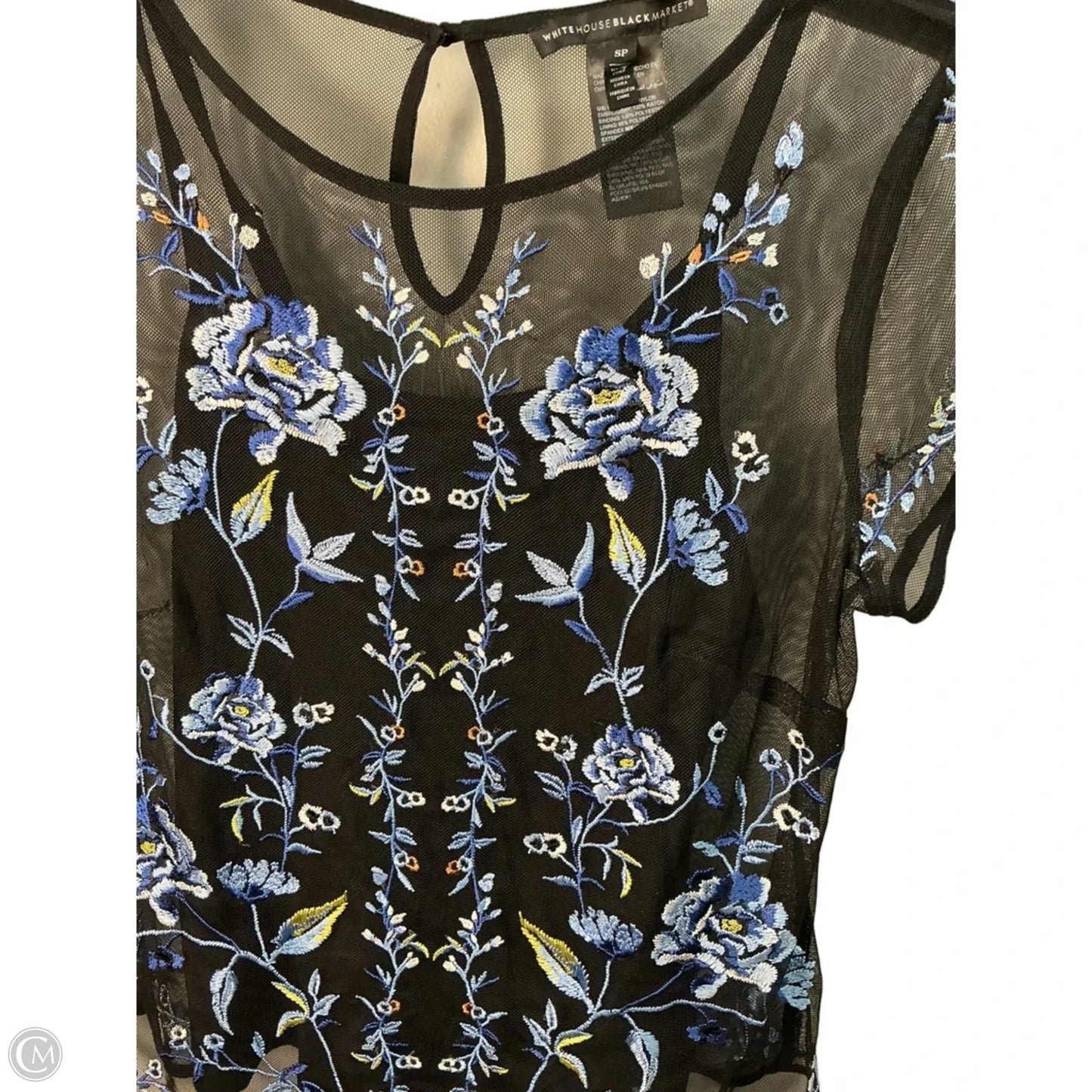 Top Short Sleeve By White House Black Market In Black & Blue, Size: S