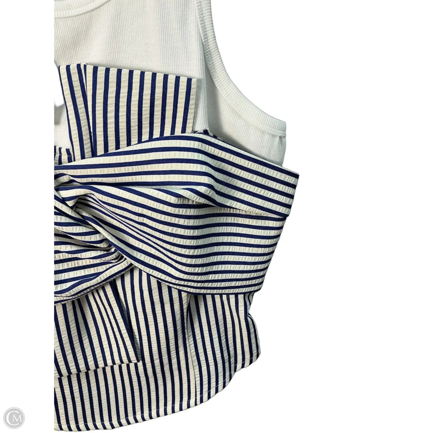 Top Sleeveless By Porridge In Blue & White, Size: M