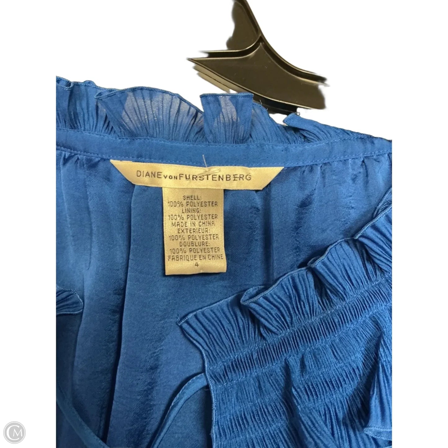 Top Long Sleeve Designer By Diane Von Furstenberg In Blue, Size: S