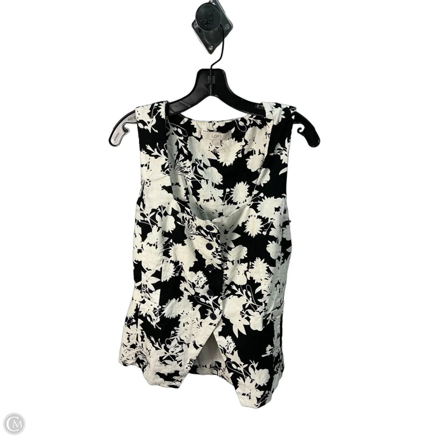 Top Sleeveless By Loft In Black & White, Size: M
