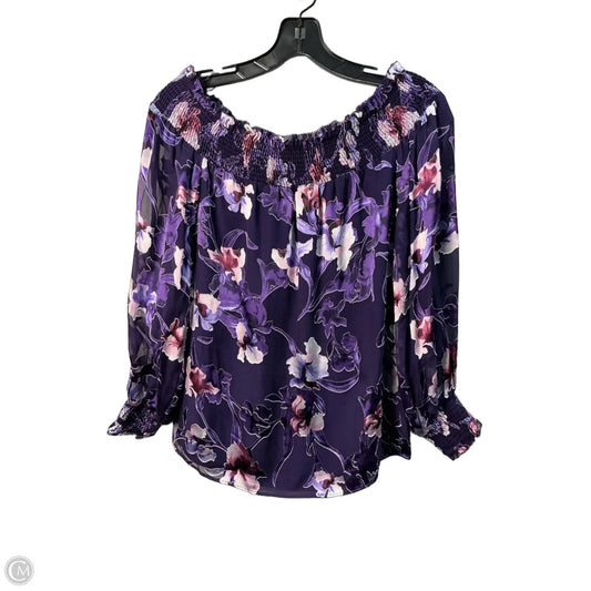 Top Long Sleeve By White House Black Market In Purple, Size: Xs