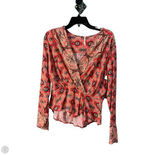 Top Long Sleeve By Free People In Red, Size: S