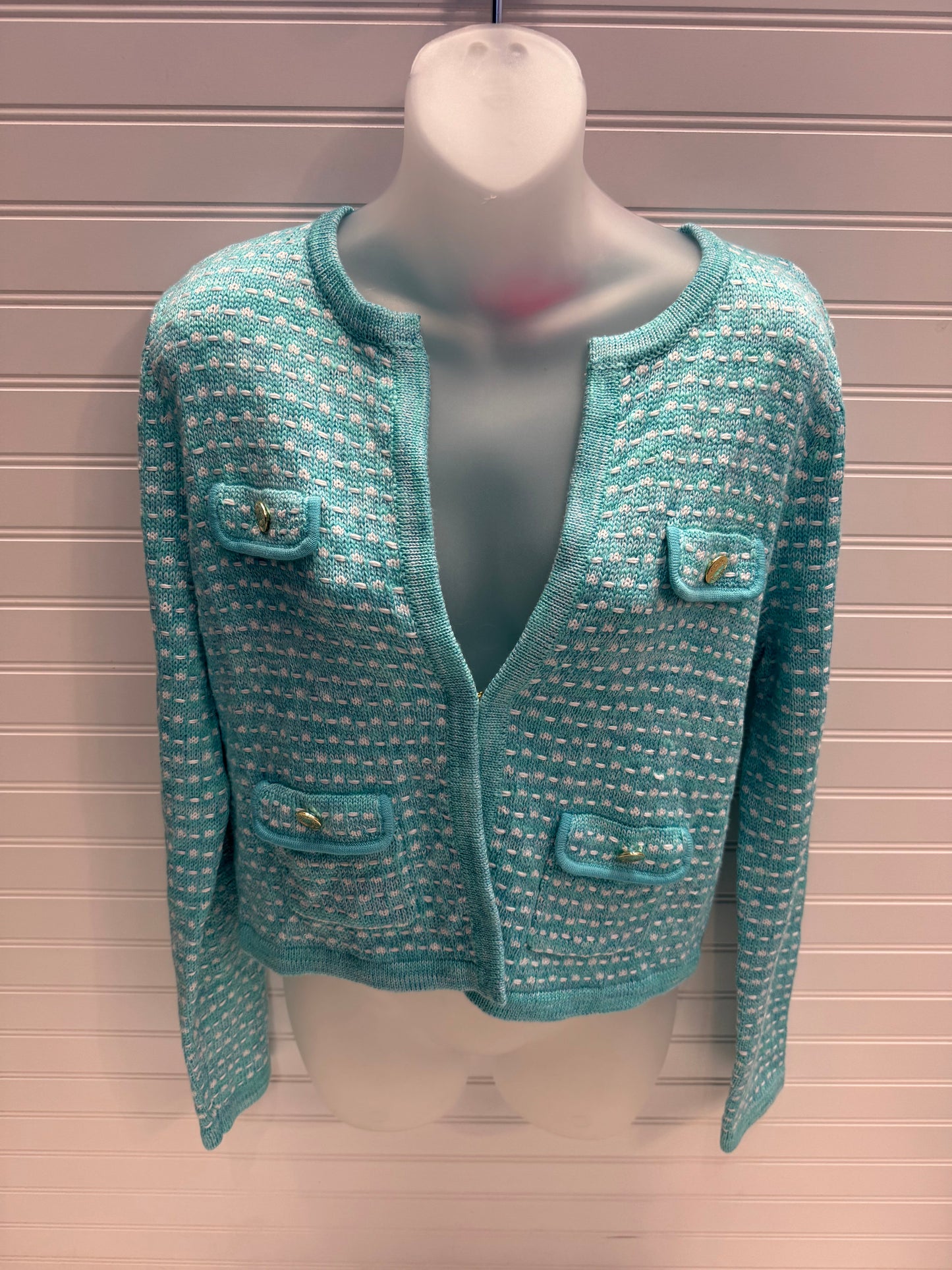 Aqua Sweater Cardigan Designer Lilly Pulitzer, Size M