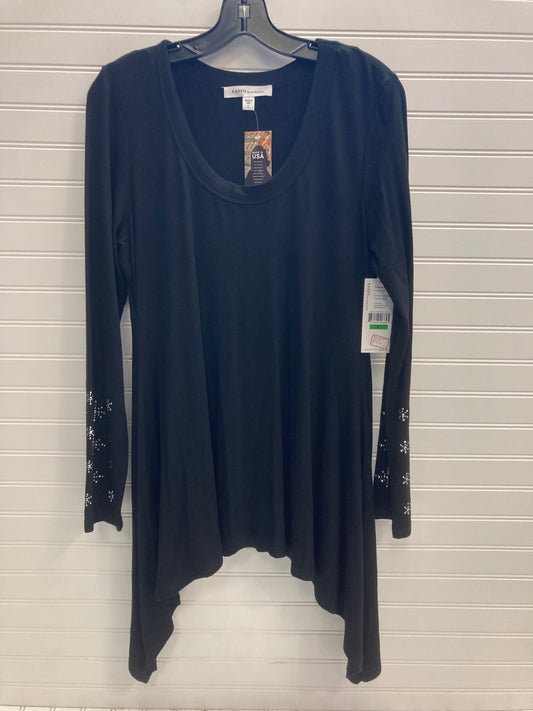 Black & Silver Tunic Long Sleeve Karen Kane, Size L