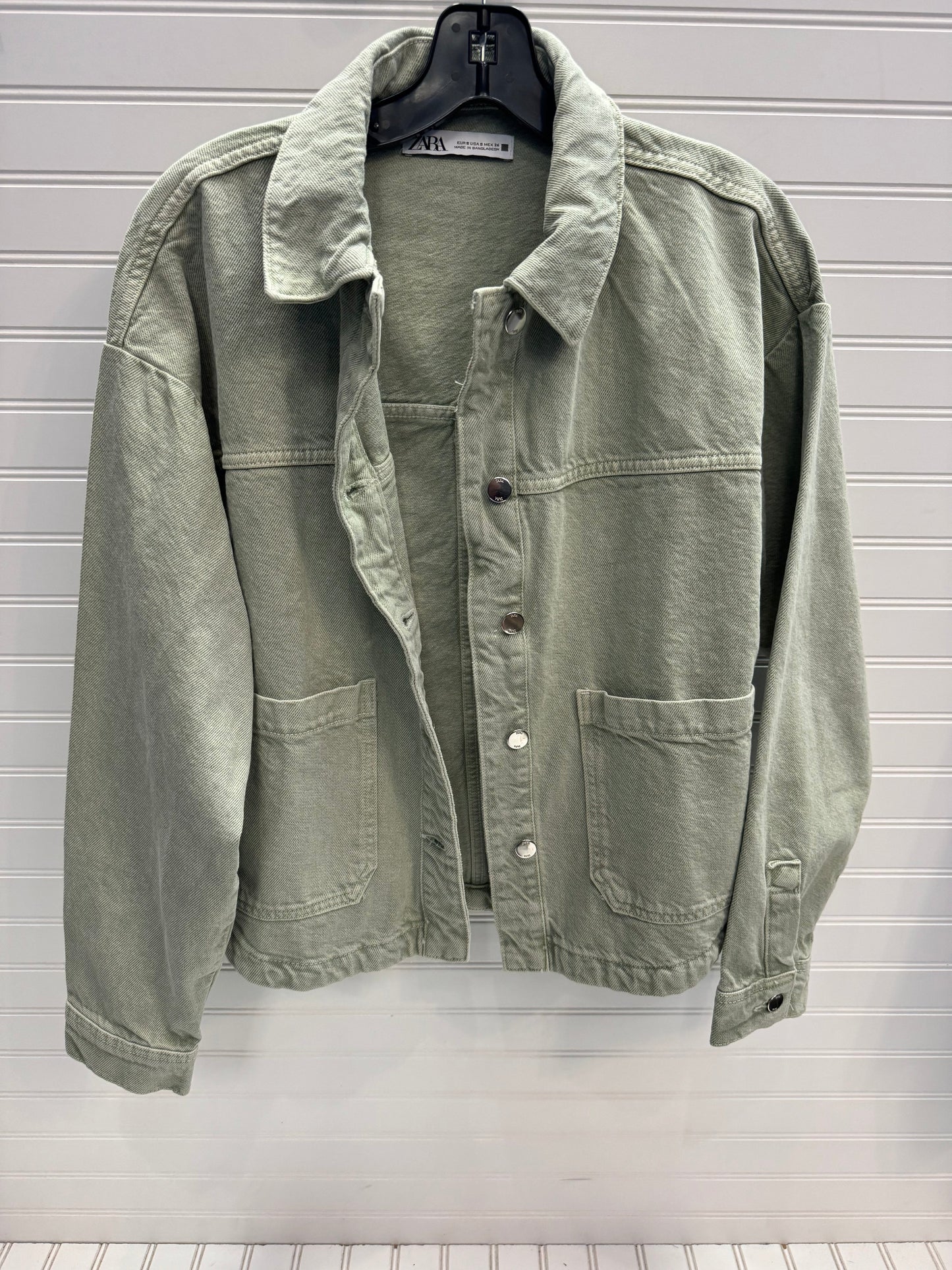 Jacket Denim By Zara In Green, Size: S