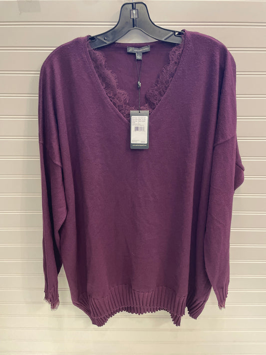 Sweater By Adrianna Papell In Purple, Size: L