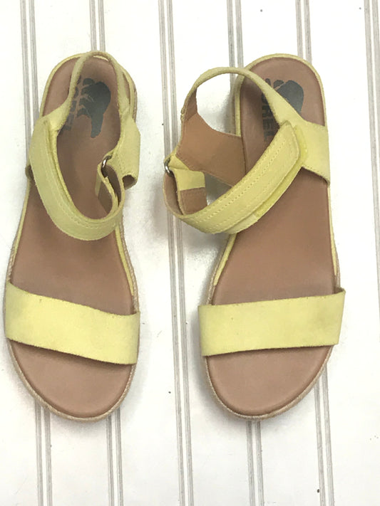 Sandals Heels Wedge By Sorel In Yellow, Size: 8