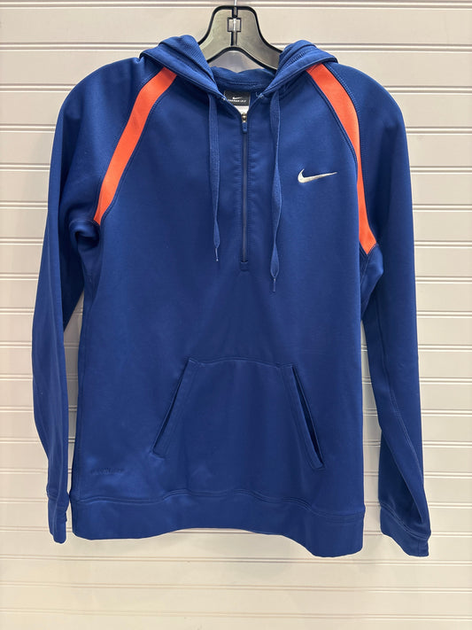 Sweatshirt Hoodie By Nike In Blue & Orange, Size: M