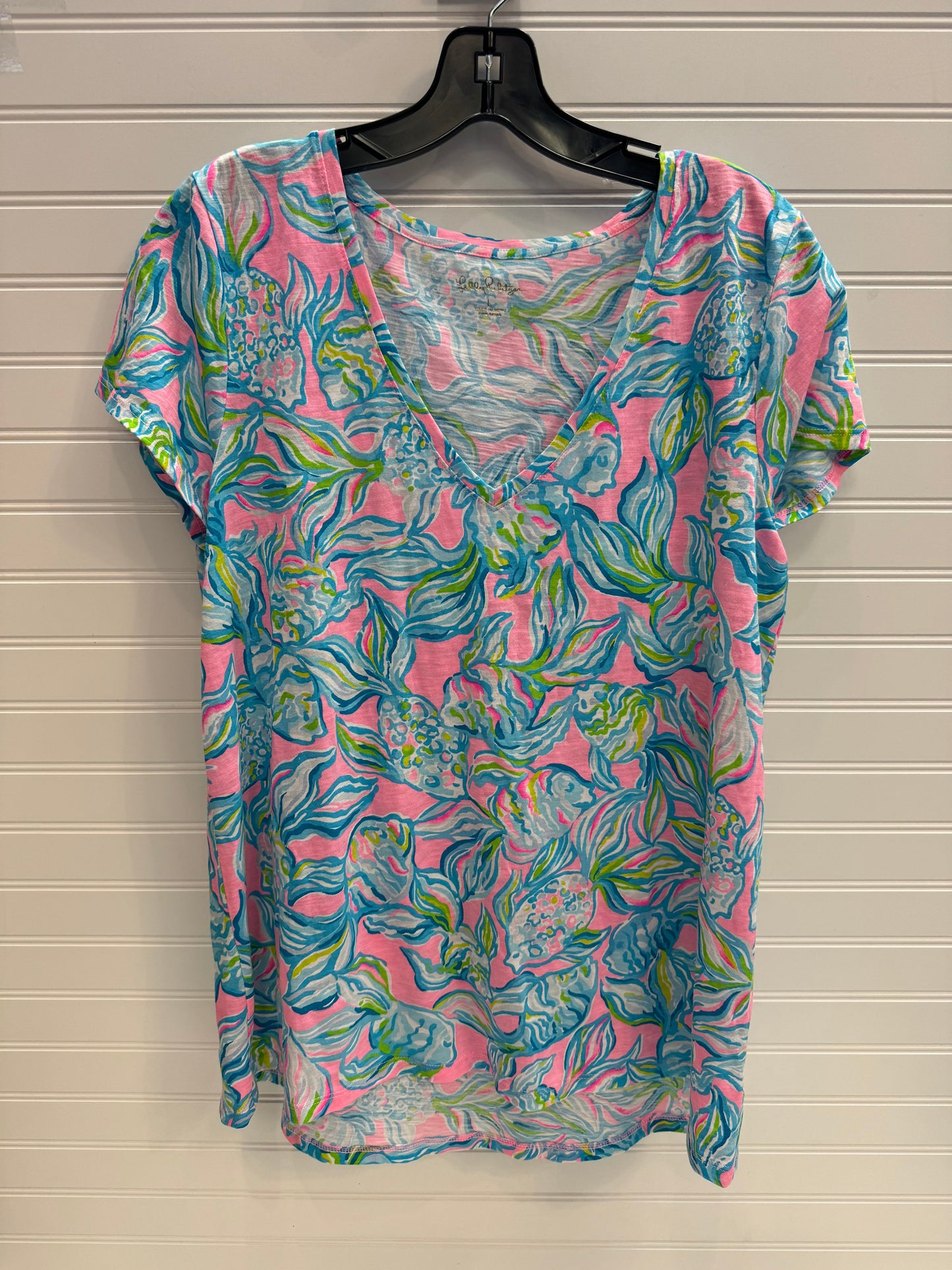 Top Short Sleeve Designer By Lilly Pulitzer In Multi-colored, Size: L