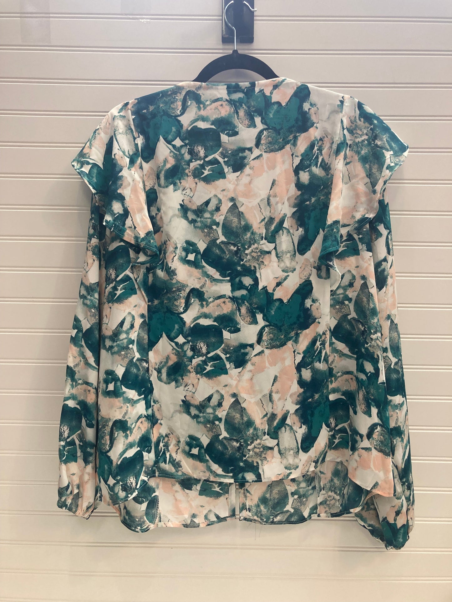 Green & Pink Blouse Long Sleeve Nine West, Size Xl