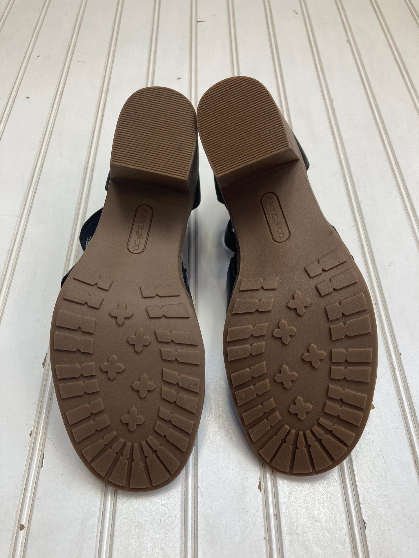 Black & Brown Sandals Heels Block Frye And Co, Size 9.5