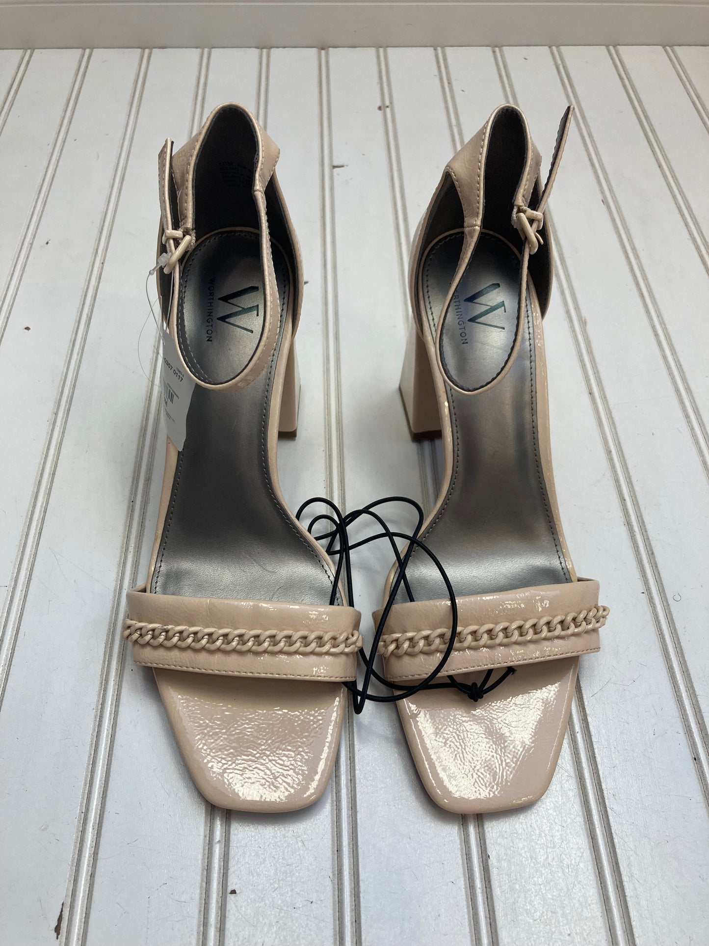 Beige Sandals Heels Block Worthington, Size 10