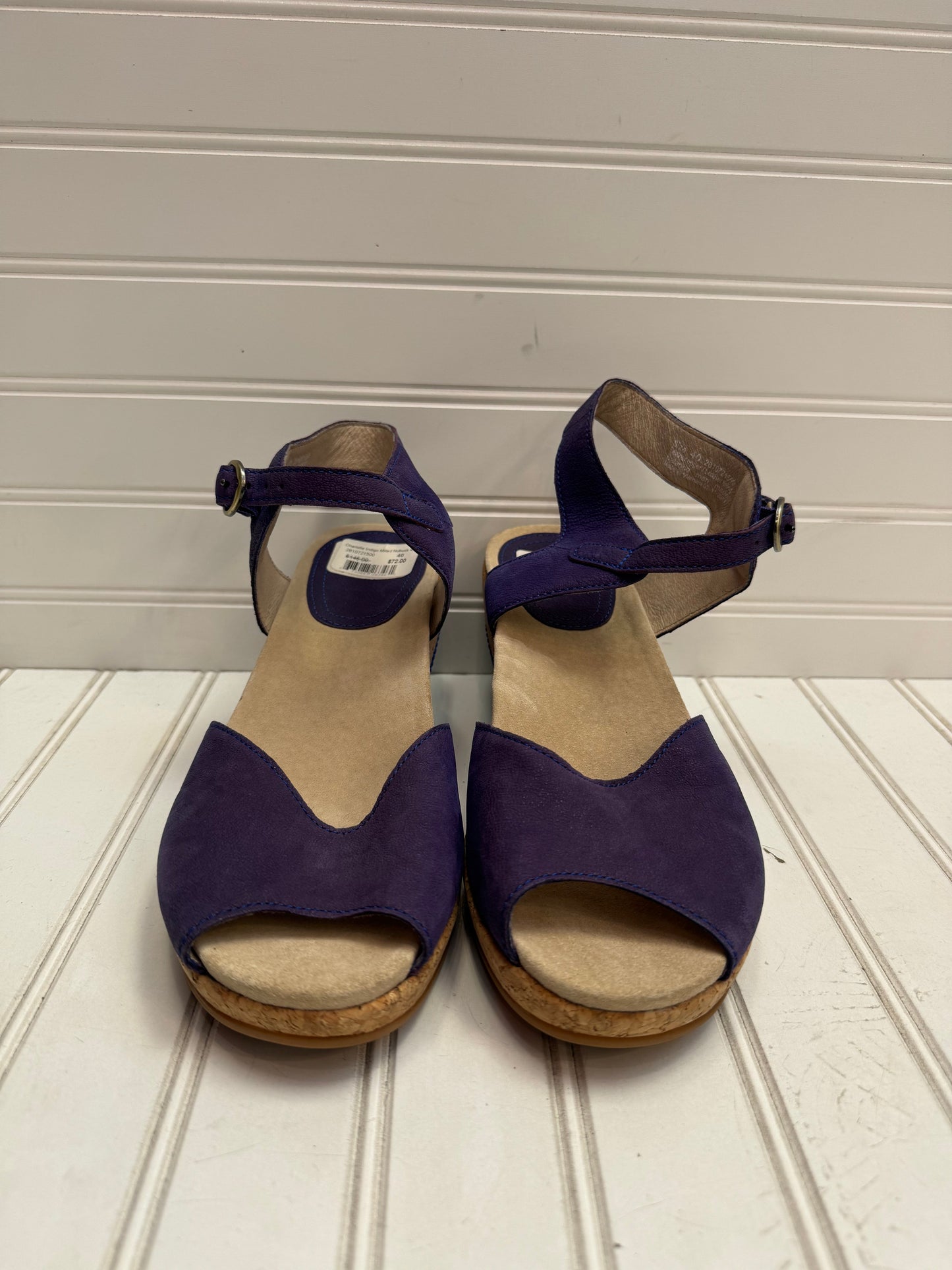 Sandals Heels Wedge By Dansko In Purple & Tan, Size: 10