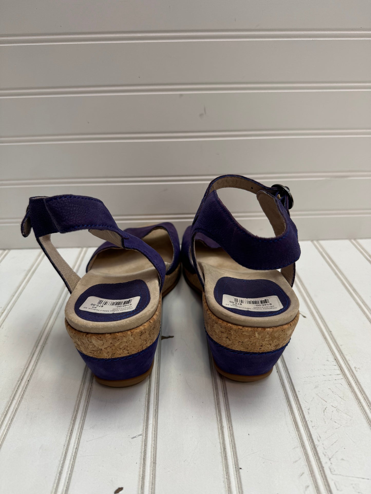 Sandals Heels Wedge By Dansko In Purple & Tan, Size: 10