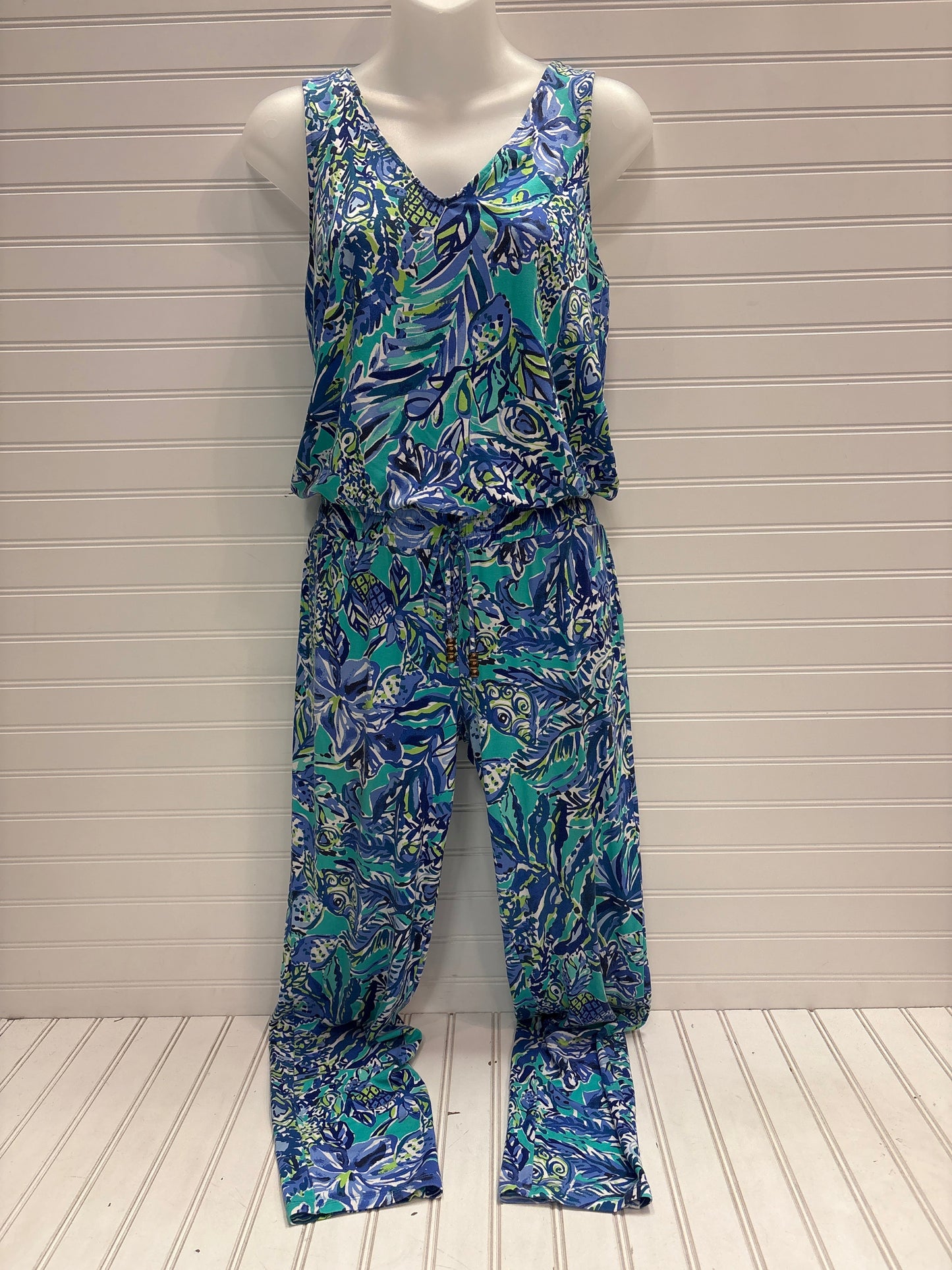 Jumpsuit Designer By Lilly Pulitzer In Blue & Green, Size: Xs