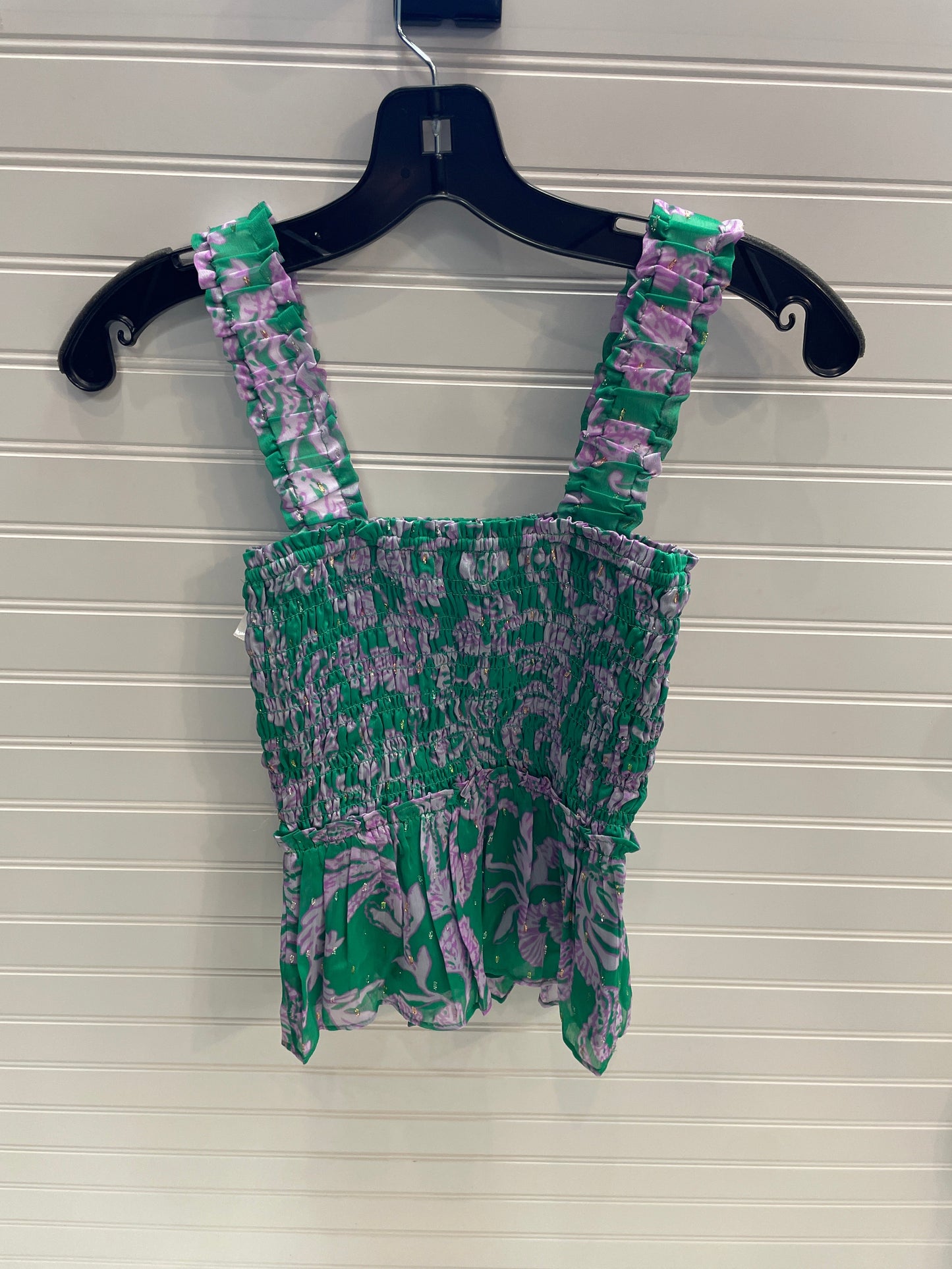 Top Sleeveless Designer By Lilly Pulitzer In Green & Purple, Size: Xxs