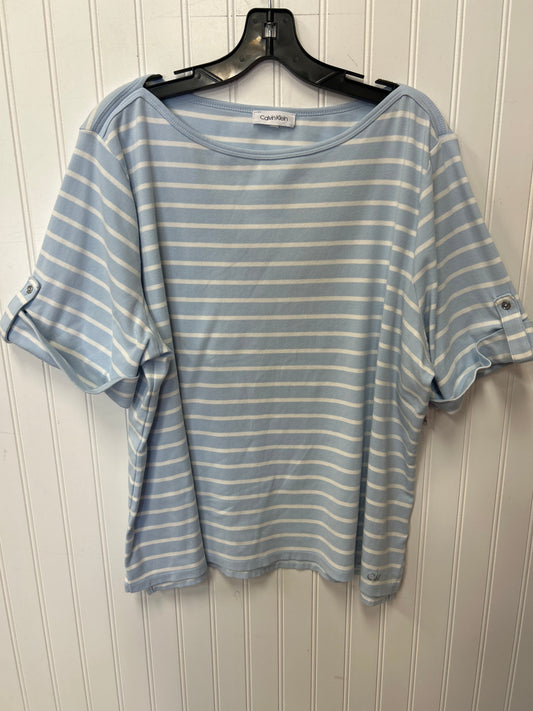 Top Ss By Calvin Klein In Blue, Size:1X