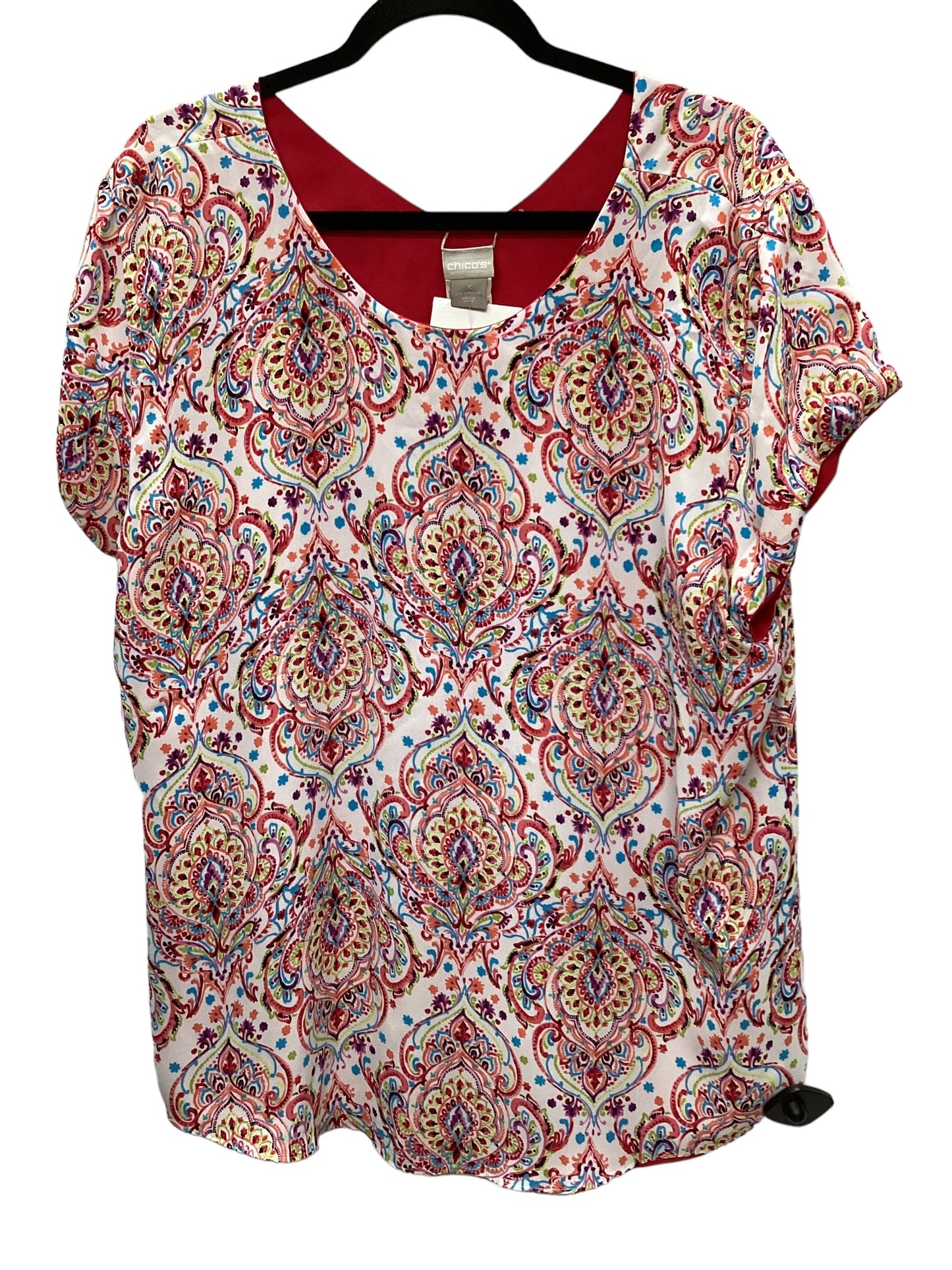 Multi-colored Top Short Sleeve Chicos, Size 3