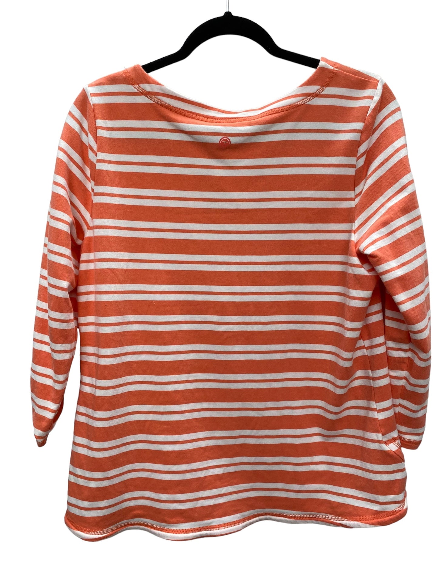 Top 3/4 Sleeve By Talbots In Orange & White, Size: Petite L