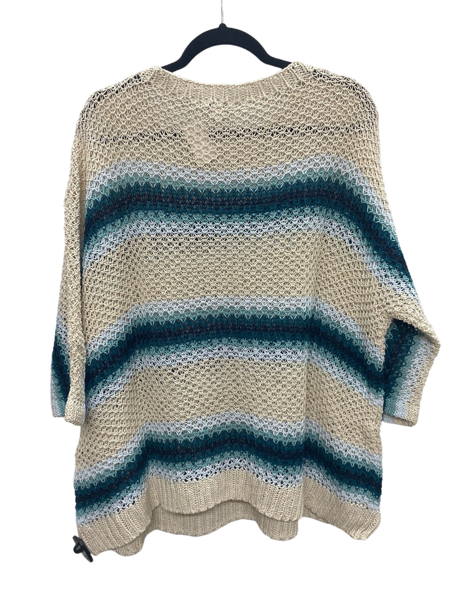 Sweater Short Sleeve By J. Jill In Blue & Cream, Size: Xl