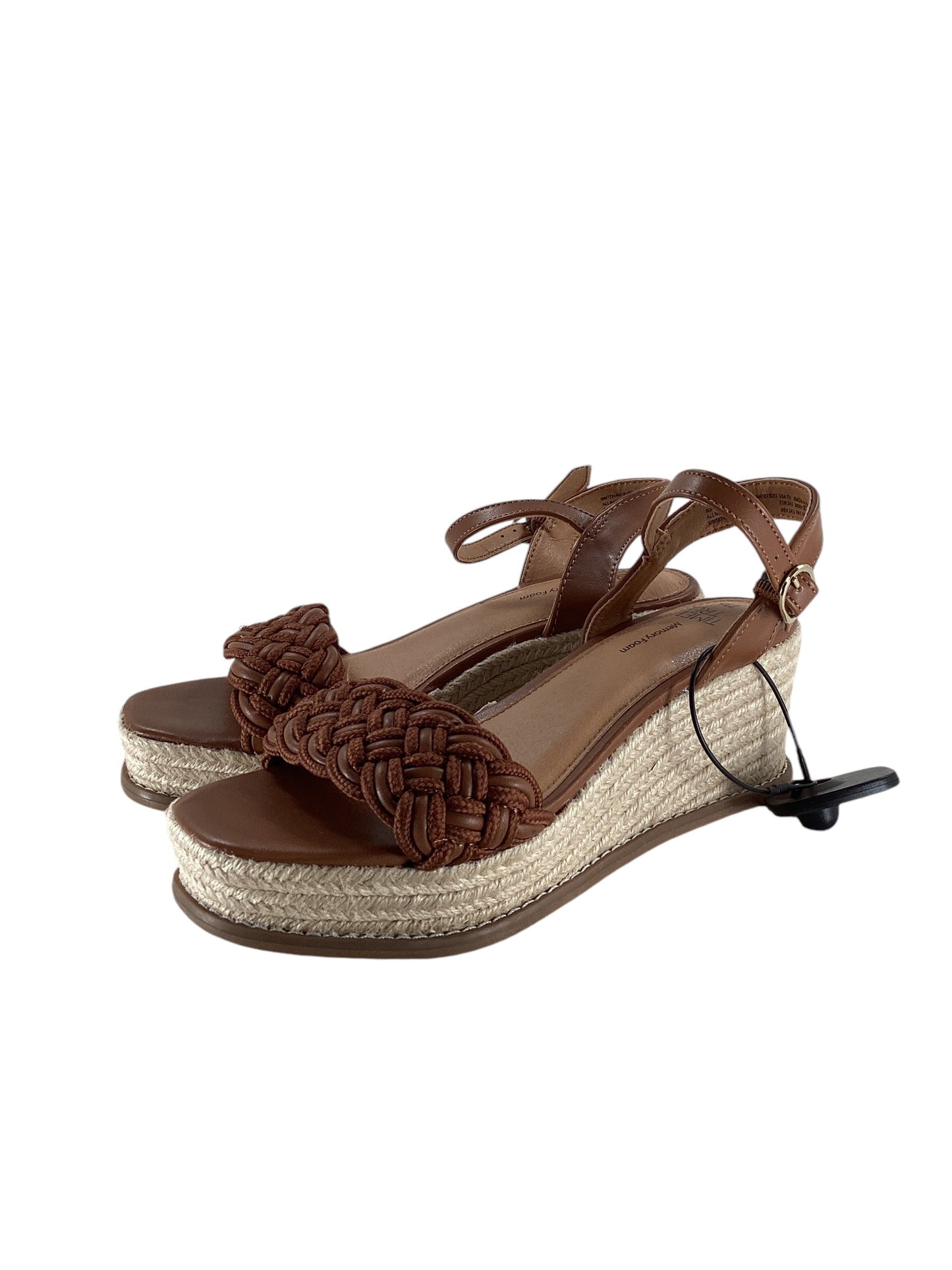 Sandals Heels Wedge By Time And Tru In Brown, Size: 7.5