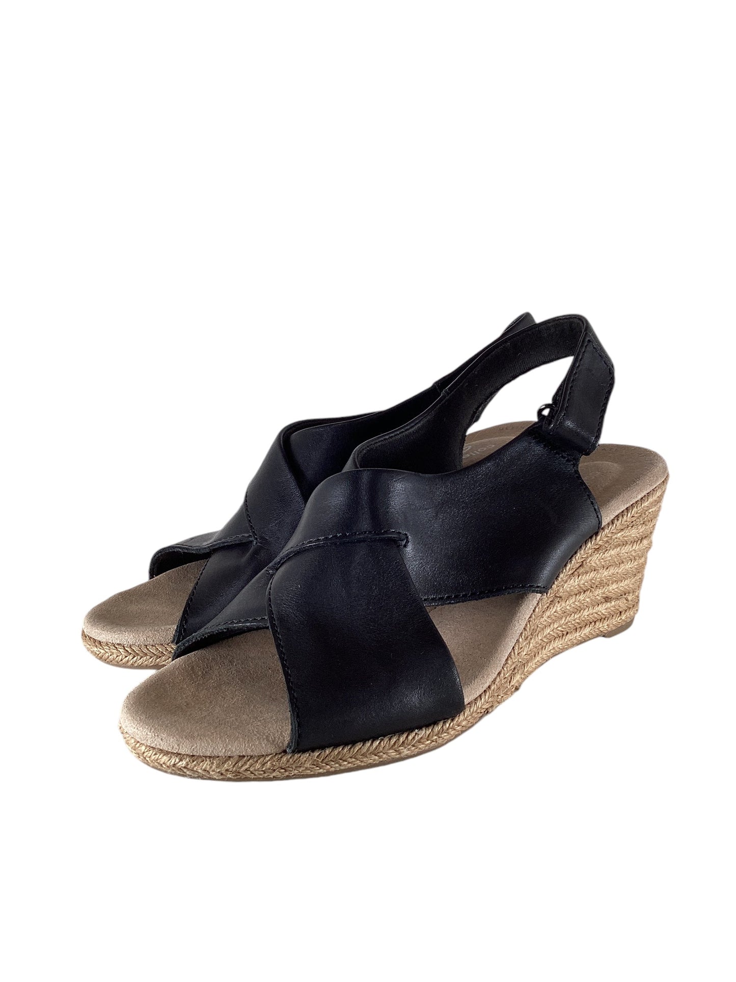 Sandals Heels Wedge By Clarks In Black, Size: 7